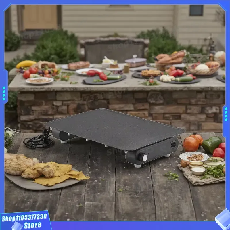 Electric Smokeless BBQ Grill Removable Washable Graphene Non Stick Baking Pan Outdoor Iron Plate Barbecue For Family Hotel
