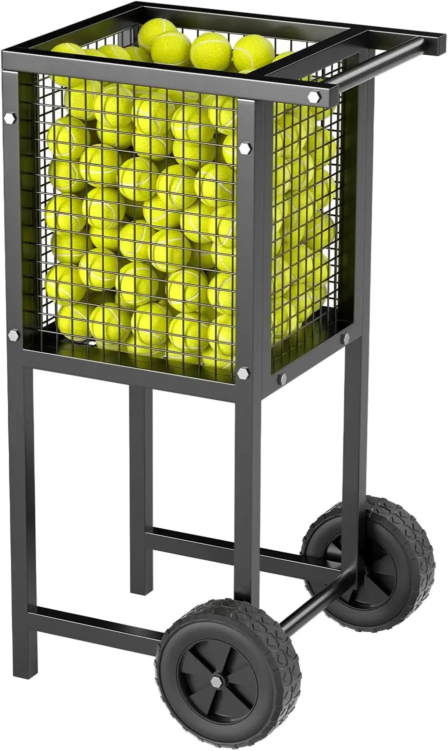 Ball Cart, Movable Training Tennis Cart Basket with Wheels, Large Capacity Storage 350 Balls, Heavy-Duty Construction Por