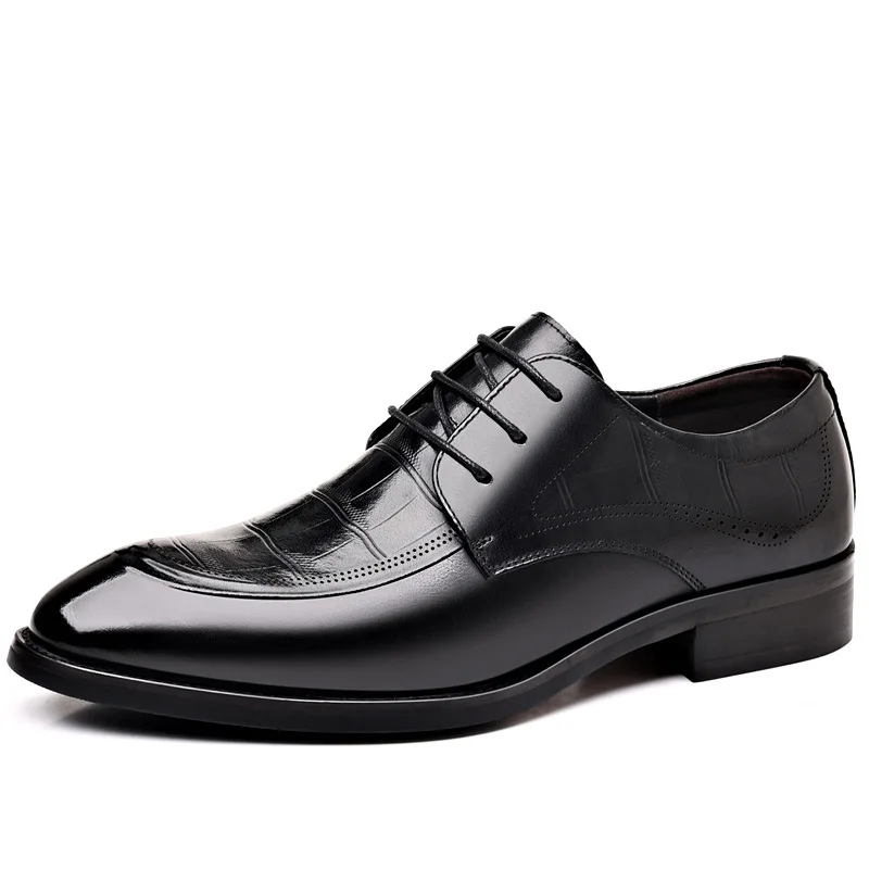 

Black Genuine Leather Shoes Men Spring Autumn New Designer Wedding Shoes Male Lace Fashion Casual High Quality Dress Shoe Man