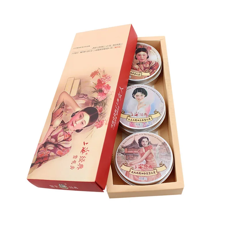 

80ml*3pcs/box Shanghai Lady Snow Cream Facial Care or Hand Care Whitening Day and Night Cream Transition Cream Free Shipping