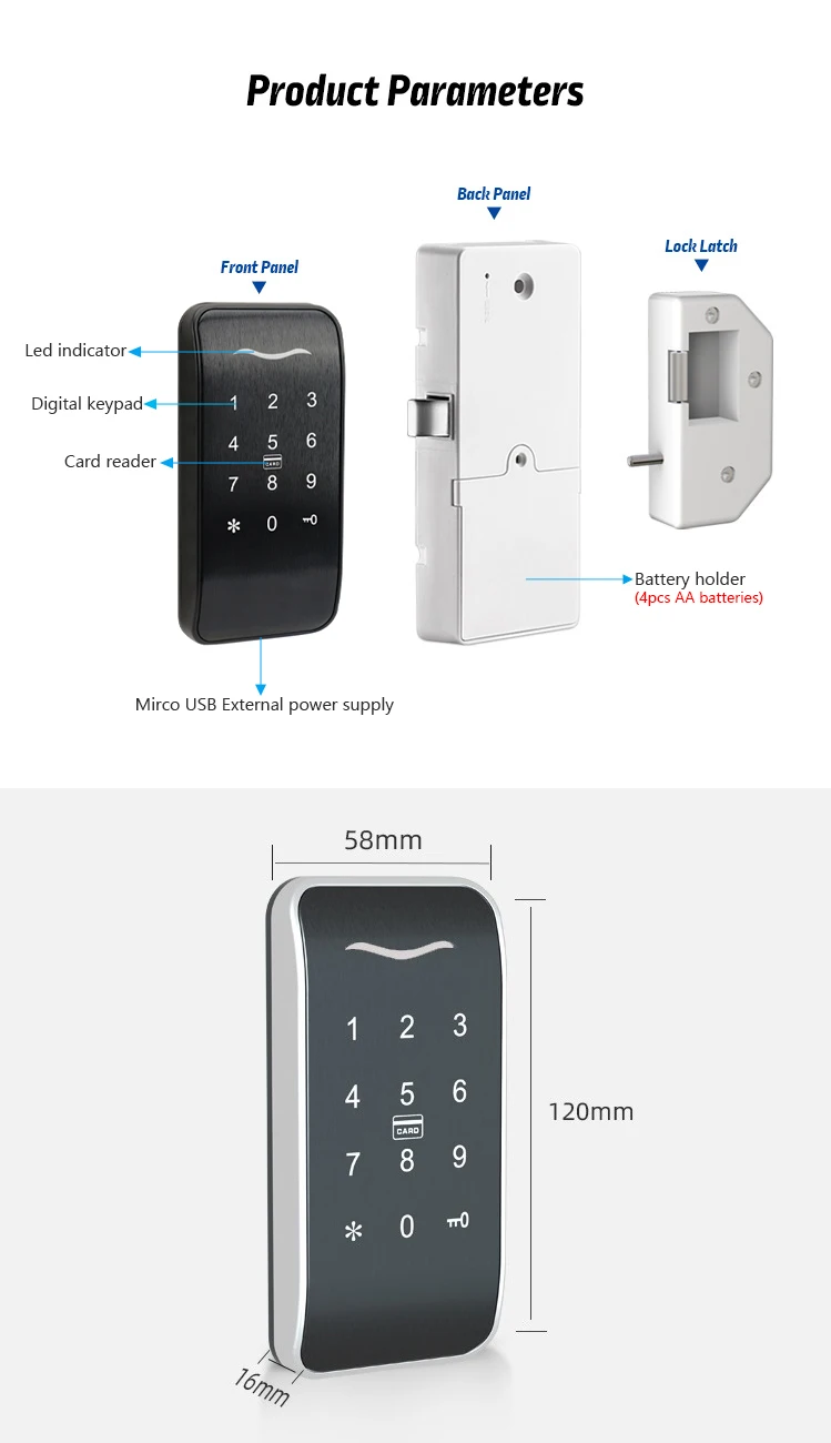 Touch Numerische Tastatur Armband ID Karte Rfid Elektronische Smart Gym Elektronische Digitale Smart Locker Lock – Detail 4