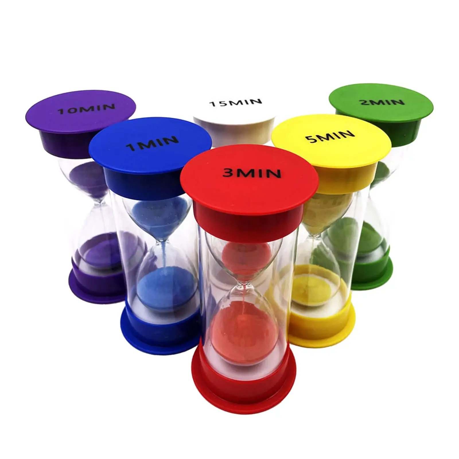 6x Sand Clock 1Min/2Mins/3Mins//10Mins/15Mins Portable Visual Sand Clock Timer Small Hourglass Timer for Study Kids Room