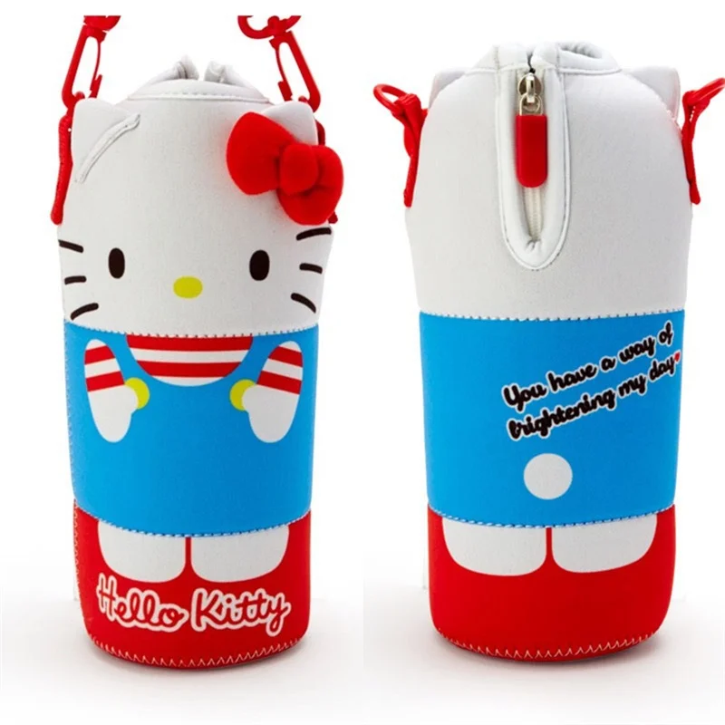 Kawaii Sanrios Anime Cartoon series Hello kitty Cinnamoroll Melody Water Bottle Set Cute Cartoon Water Cup Bag Diagonal Backpack