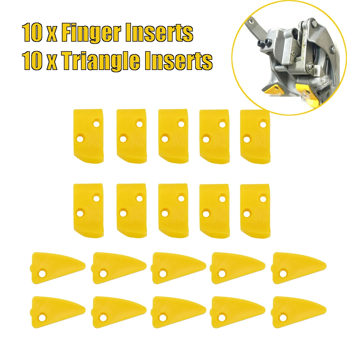 

20pcs Yellow Plastic Leverless Protection Finger & Triangle Inserts For Tire Changers