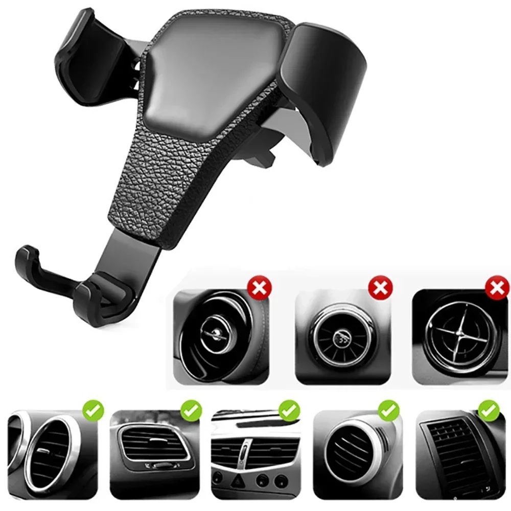 Autotelefonhalter Universal Air Vent Clip Mount Mobile Auto Gravity Stand Smartphone GPS Unterstützung für IPhone 13 12 Xiaomi Telefon