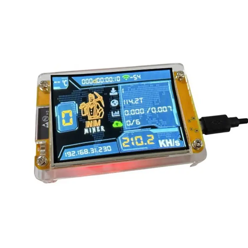 A01E-Nmminer Nerdminer 235KH/S Bitcoin Crypto Solo Lottery Miner 2.8 Inch Smart Display With Acrylic Shell Upgraded Nerdminer