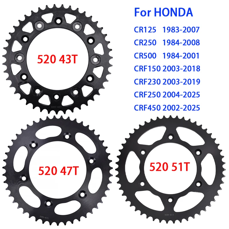 520-43t-47t-51t-リアスプロケット-ホンダ-cr125-crf150-crf230-cr250-crf250-crf450-cr500-cr-crf-125-150-230-250-450-500-r-f-cr125r用
