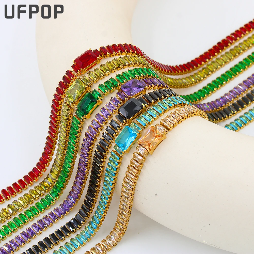 Corrente de cristal Gargantilha Conjunto de jóias para mulheres, tênis 3A Zircão Pedra, Luxo, Festa de Casamento, Novo, 2023