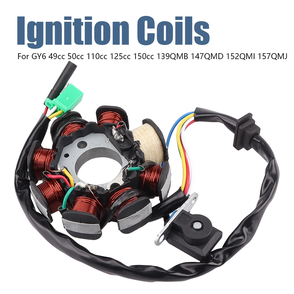 Motorcycle 8 Coil Stator Ignition Coil Magneto For GY6 49cc 50cc 110cc 125cc 150cc 139QMB 147QMD 152QMI 157QMJ Scooter Moped