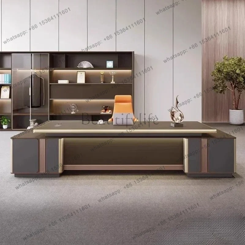 LX Modern Luxury Boss Director Sense President Executive Office Desk Computer   Filing Cabinet With Storage