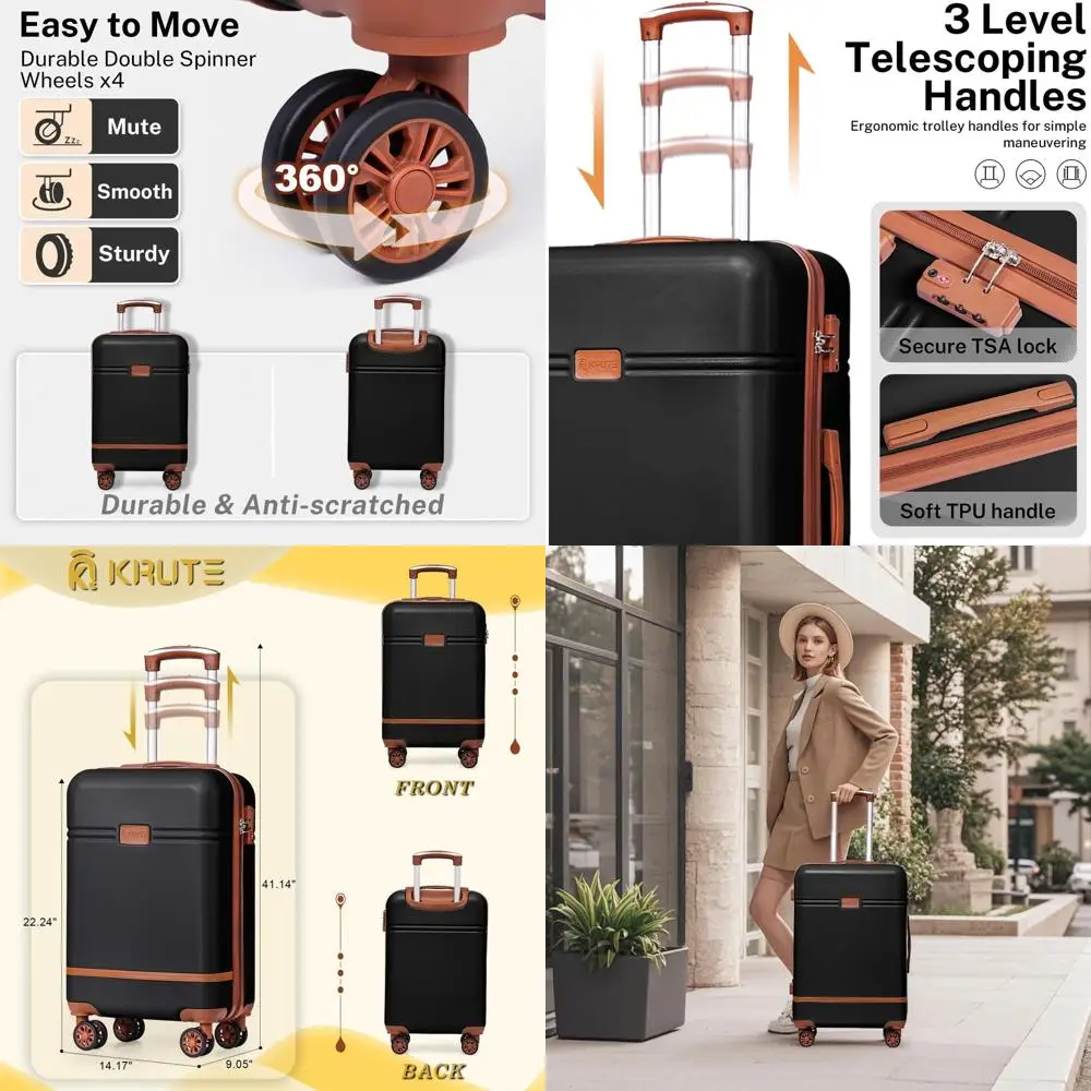 

20, одобренный авиакомпанией, твердый корпус, чемодан с замком TSA из ПК и АБС-пластика 22x14x9 и колесами