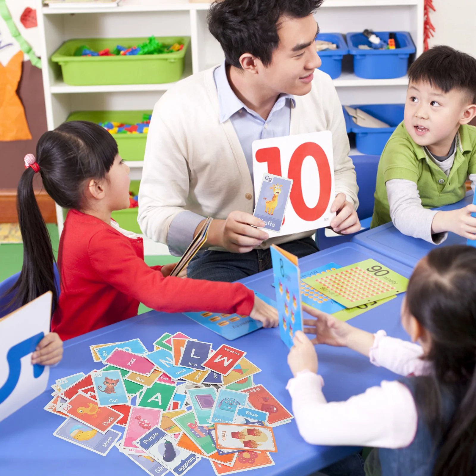 1세트 유아용 플래시 카드 조기 교육 종이 세트 영어 알파벳 숫자 모양 색상 인지 학습 휴대용 재미있는 게임