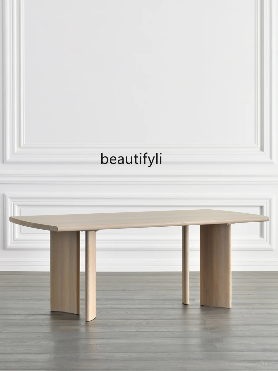 Nordic Modern Minimalist New Chinese Style T Ash Wood Solid Wood Dining Table Desk Natural Color