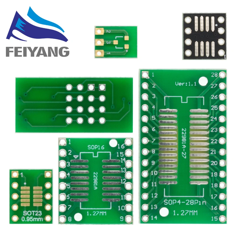 10PCS SOP8 SOP10 SOP16 SOP28 to DIP Pinboard SMD To DIP Adapter 0.65mm/1.27mm to 2.54mm DIP Pin Pitch PCB Board Converter