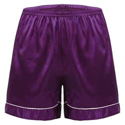 Mens Sleep Pajamas Bottoms Male Household Pants Silky Satin Pajamas Shorts Elastic Waistband Shorts Home Sleepwear Loungewear