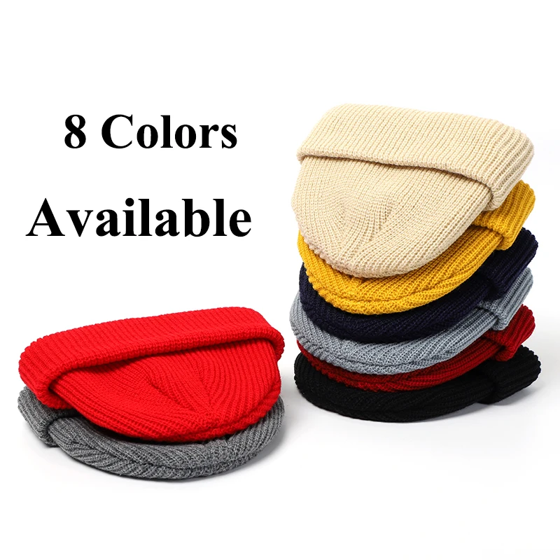 Winter Knitted Hats Women Skullcap Beanie Hat Men Retro Brimless Baggy Melon Cap Cuff Docker Hip Hop Beanies Hats Elastic Unisex