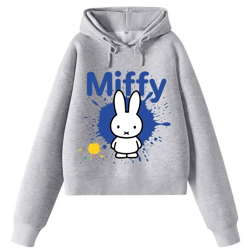 Новый пуловер с капюшоном Miffy, повседневная и удобная хлопковая модная спортивная одежда с длинными рукавами и принтом в стиле каваи с героями мультфильмов