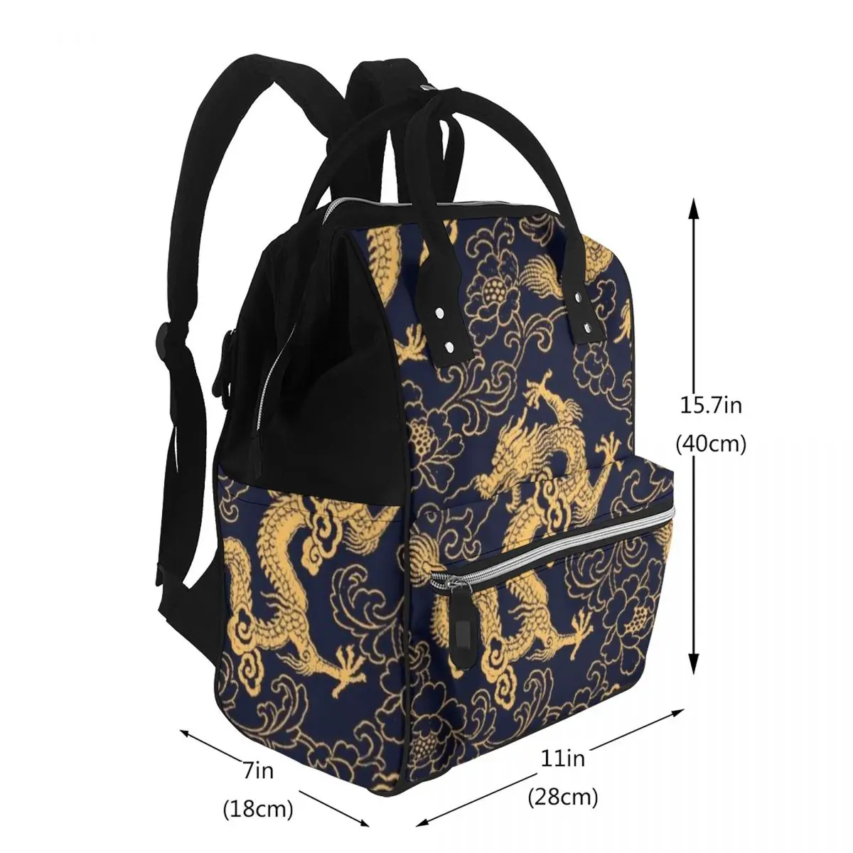 Chinese Traditional Golden Dragon Student Backpack School Bag Hiking Travel Daypack for Men Women Bookbag Shoulder Bags