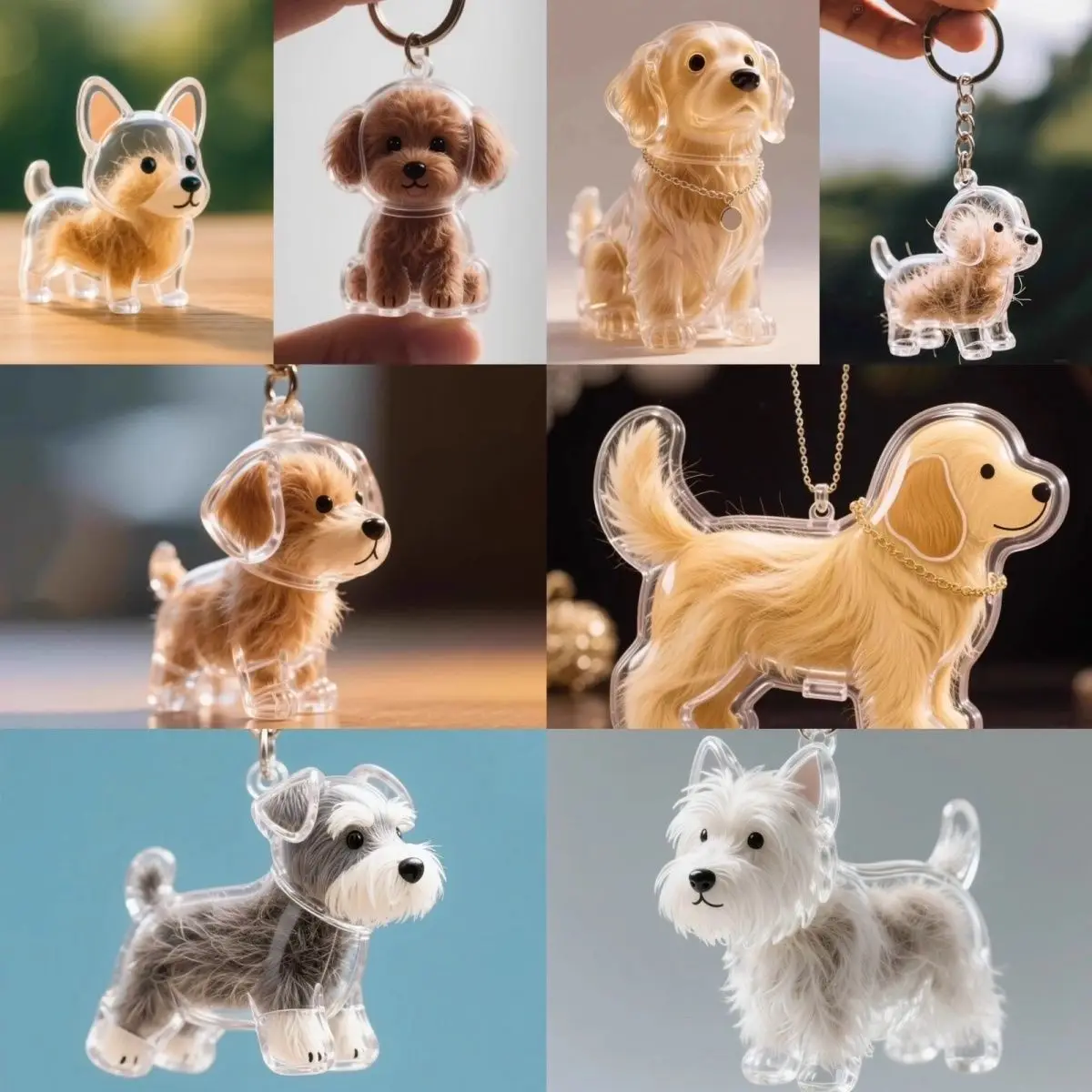 

Dog Hair Storage Box Cute Keychain Bag Pendant Couple Car Key Chains Jewelry Souvenir Collection Gift Decoration Accessories