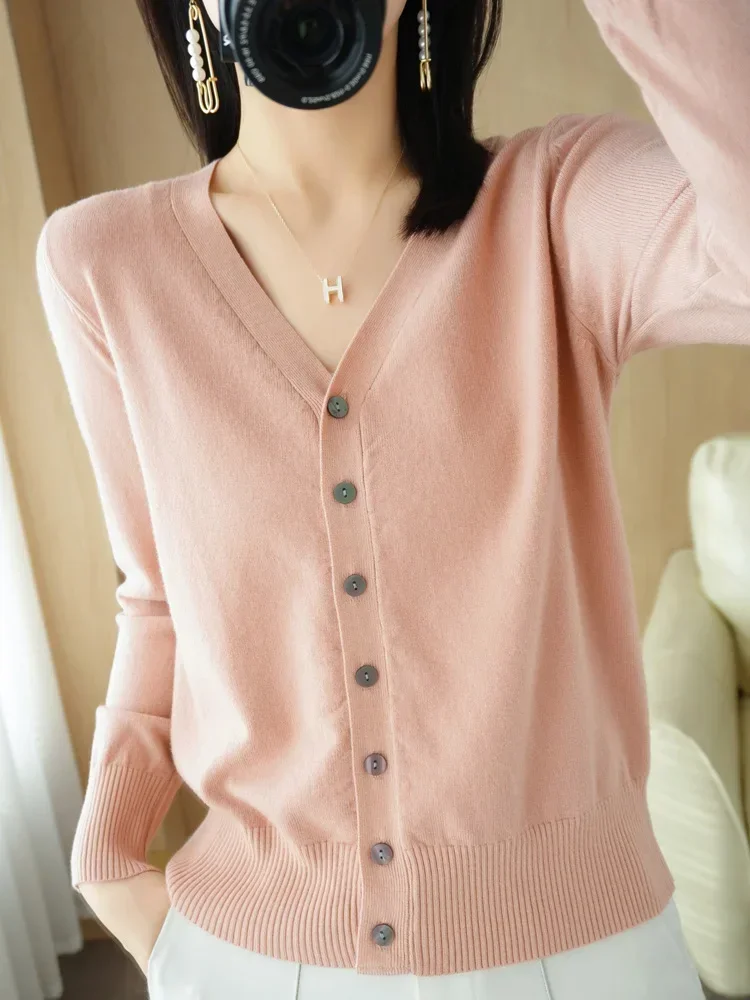 

Early Autumn New Andy Cashmere Knit Cardigan V-Neck Solid Color Fashion High-Grade Comfortable Loose Casual Knitwear 969898
