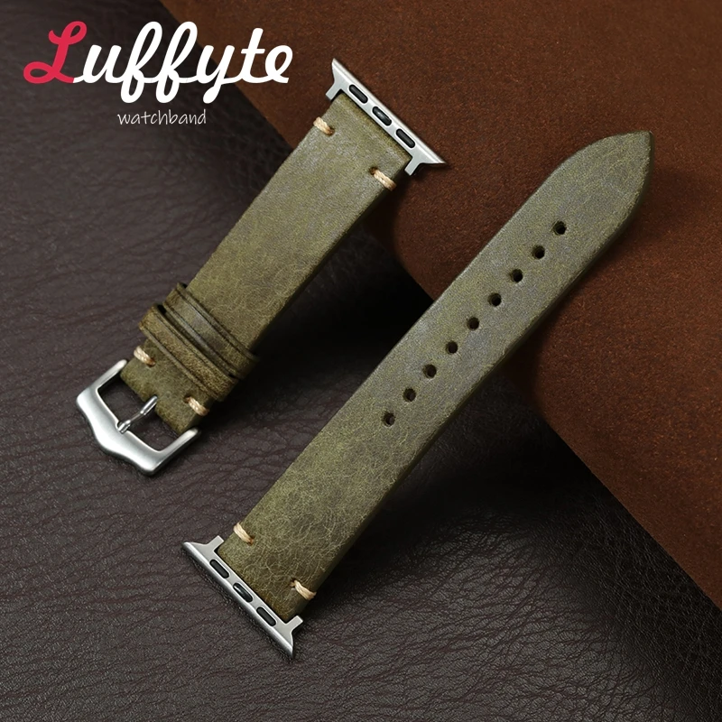 تأثير خاص الكراك جلد البقر حزام ساعة اليد لساعة أبل 38/40/41/42/44/45/46/49 مللي متر ل Iwatch 1-10 SE Ultra 2 الساعات