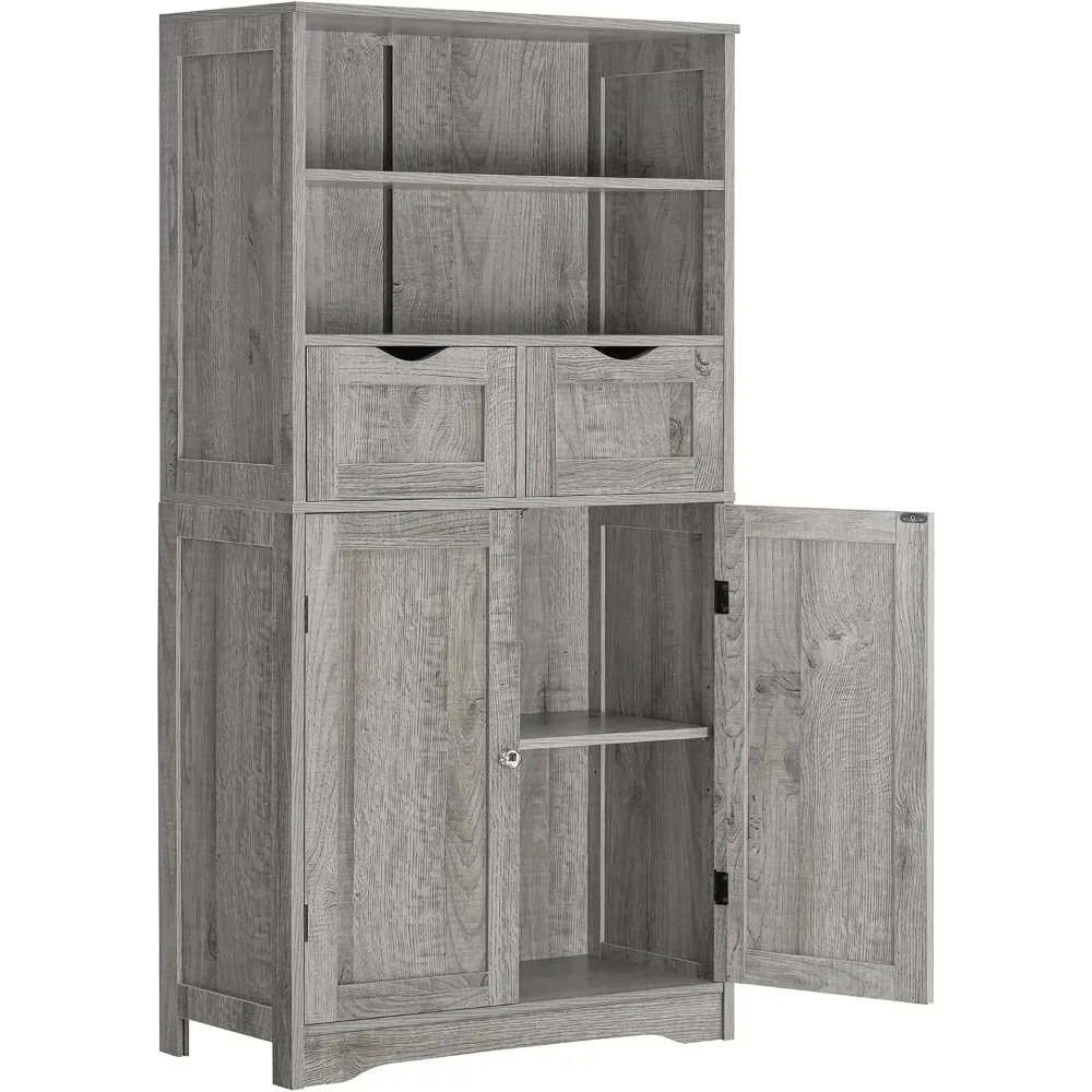 Storage cabinet with 2 drawers and adjustable shelves, bathroom floor cabinet, living room, bedroom, foyer, free shipping