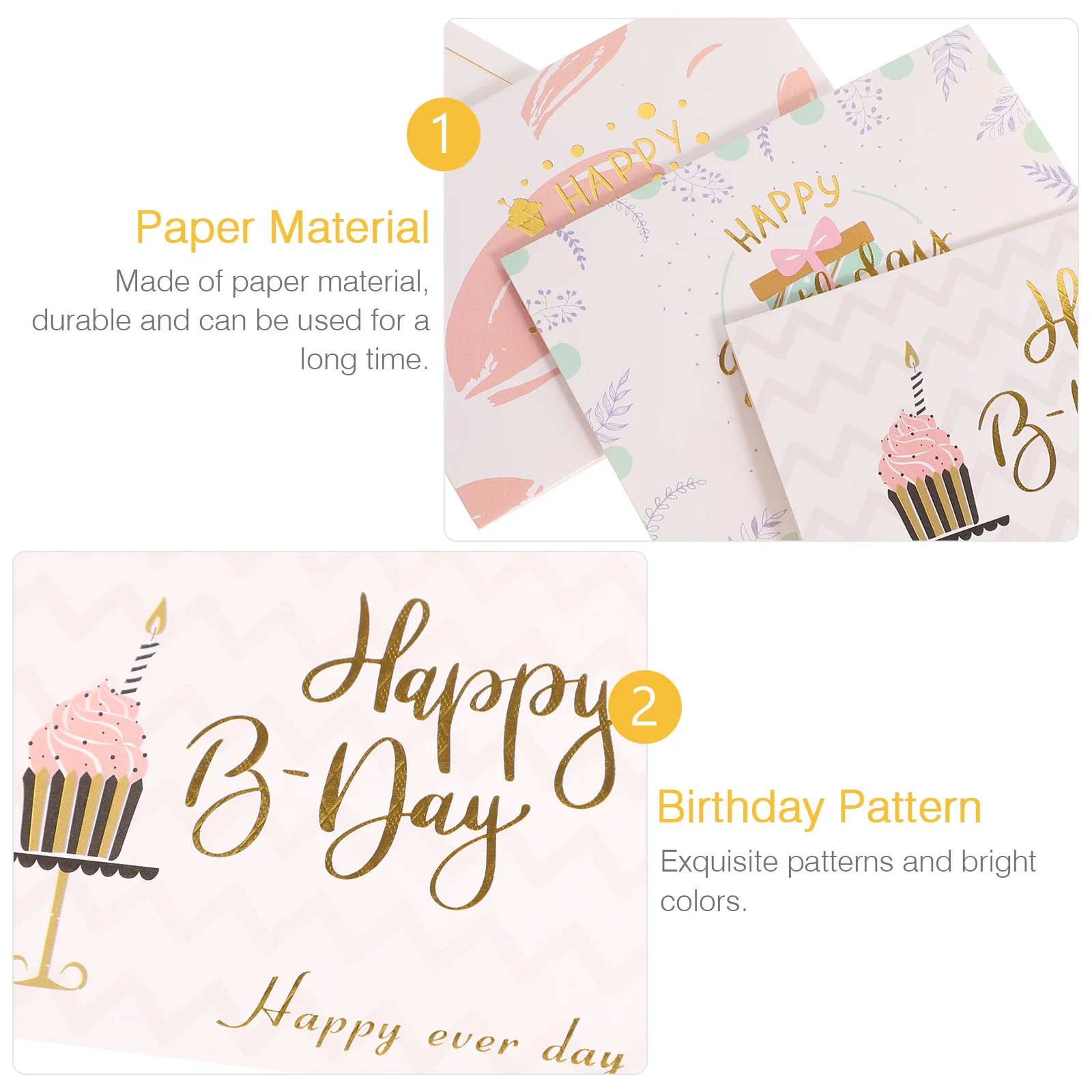 

40pcs Birthday Happy Birthday Greeting For Party Message Assorted Thank You Blessing Gift Cards Decorative Writing Cards
