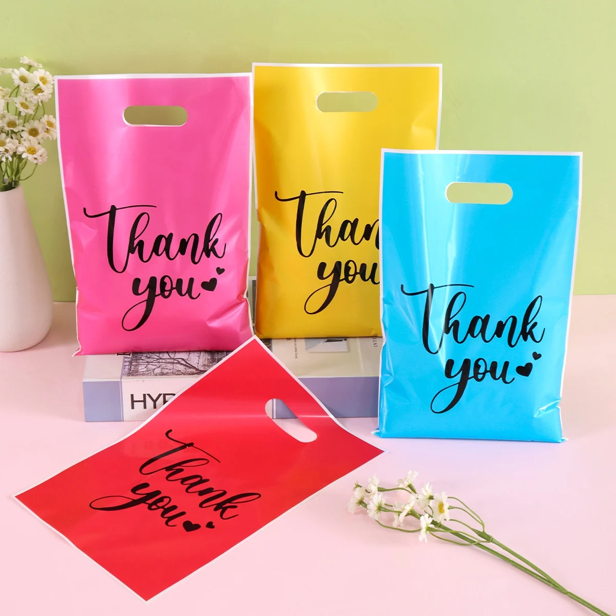 20/50/100 Stück Dankeschön-Geschenktüten, mehrfarbig, Kunststoff, Süßigkeitenbeutel, Hochzeit, Geburtstag, Party, Gastgeschenke, Zubehör für kleine Unternehmen – Detail 4