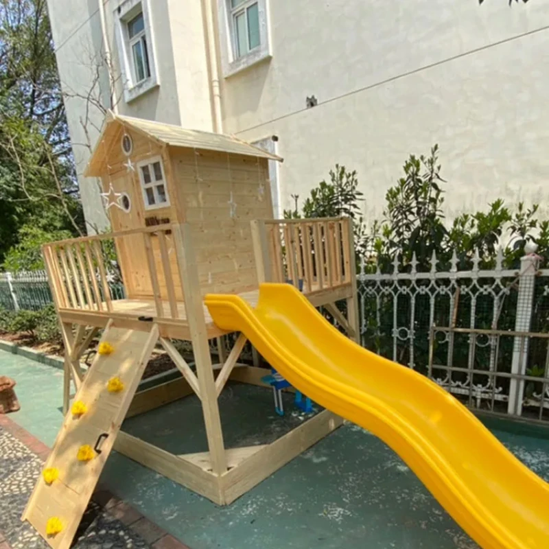 Large Game House Kindergarten Outdoor Tree House Climbing Amusement Park Slide House Playing Sand Set Children's Wooden