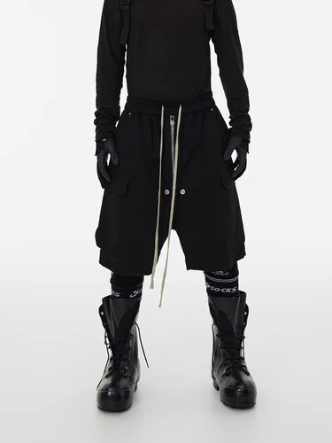 Imagen 2 del producto Mauroicardi Primavera Verano fresco guapo duro negro pantalones cortos Cargo para hombres de cintura alta cordón pantalones cortos rectos ropa 2025