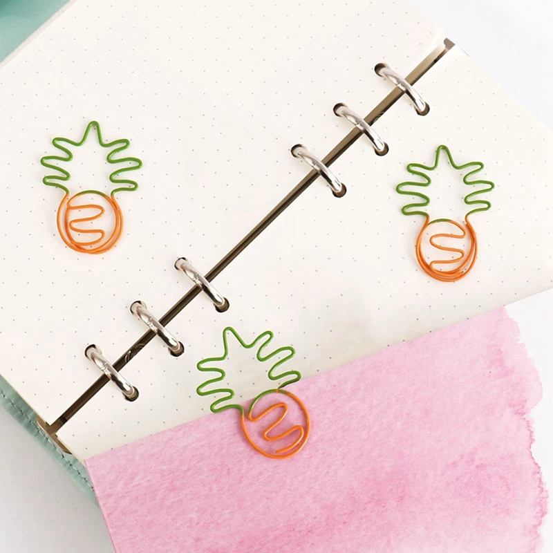 Plastic-Coated Two-Color Cute Shape Paper Clip Pineapple Bookmark Decoration Student Color Paper Clip