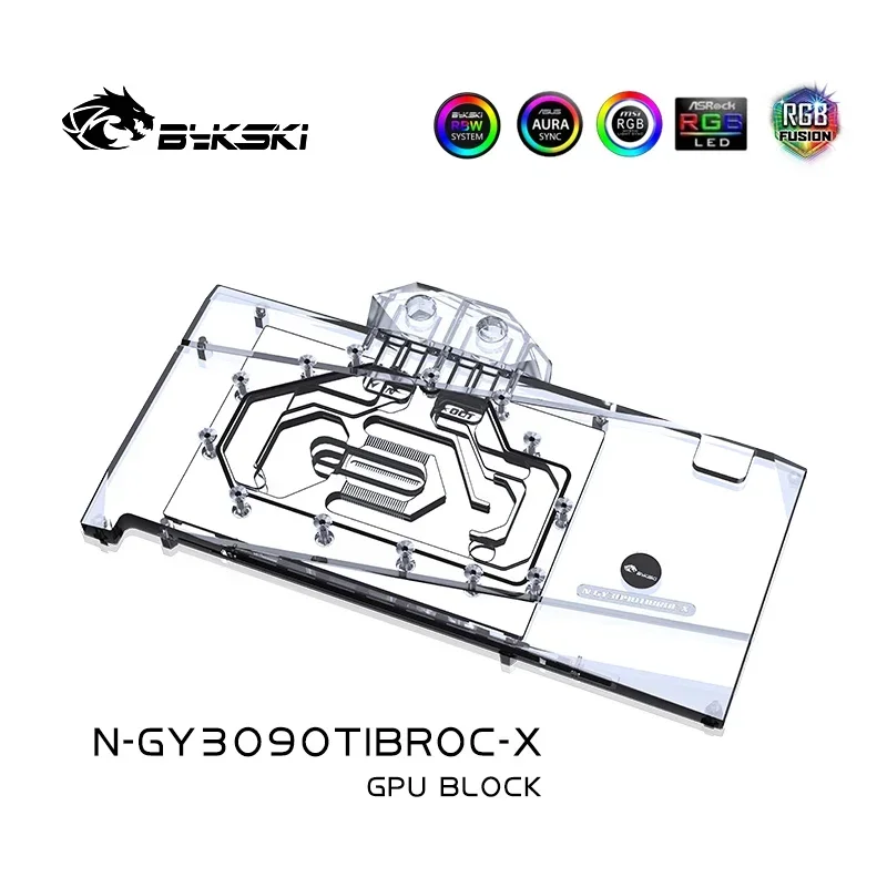 Bykski GPU Water Block Use for GALAXY RTX3090Ti Boomstar OC Graphics Card with Backplate,VGA Copper Cooler N-GY3090TIBROC-X