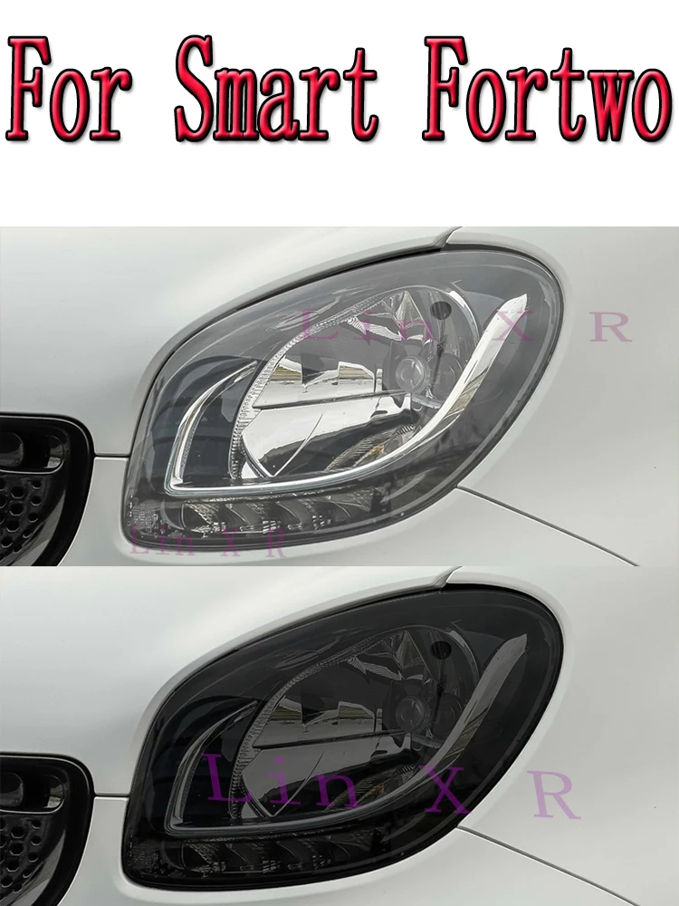 2 Pcs Car Headlight Protective Film Smoked Black Tint Wrap Vinyl Transparent TPU Sticker For Smart Fortwo 453 2016-Present