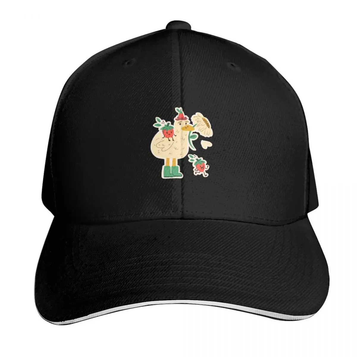 Duck with Strawberry Friends and Fresh Flower Baseball Cap Men Women Casual Summer Sport Sun Cap