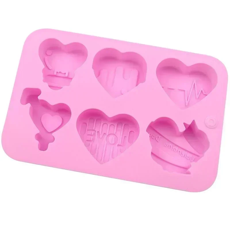 Valentine's Day DIY Chocolate Candy Mold Accessories Pink Handmade Mold Love Silicone Mold Romantic Creative Couple Gift