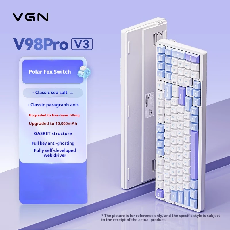

VGN V98pro V3 трехрежимная индивидуальная механическая клавиатура с прокладкой для киберспортивных игр, эргономичный дизайн, полноцветные RGB-клавиатуры