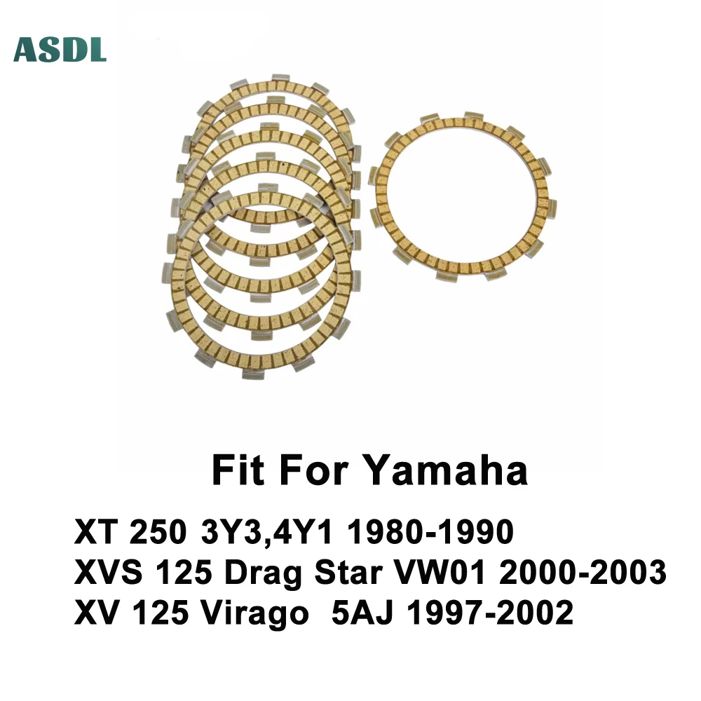 

Motorcycle Friction Clutch Plate Kits 6pcs For Yamaha XT 250 3Y3 4Y1 1980-1990 XVS 125 VW01 2000-2003 XV 125 Virago 1997-2002