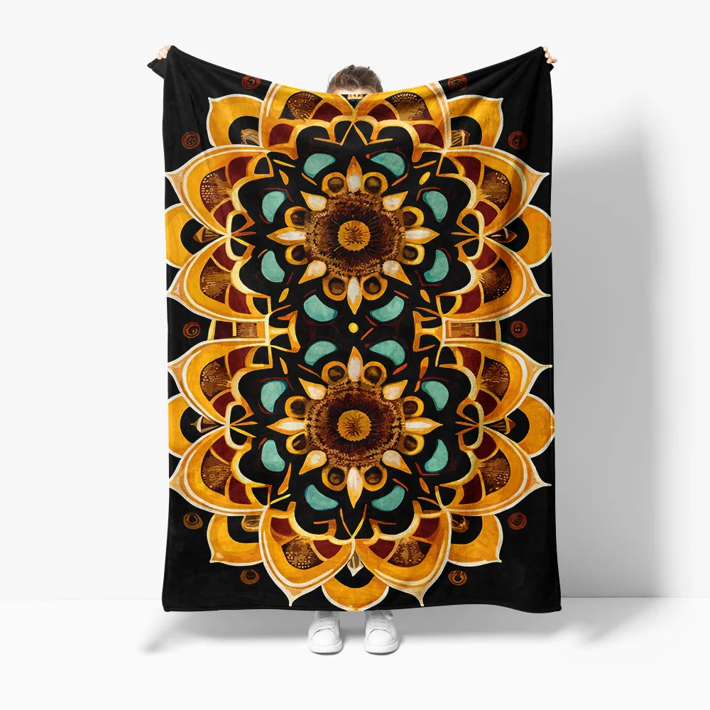 

Bohemian Mandala Print Blanket Psychedelic Throw Blanket Floral Decorative Bed Blanket Home Decor Cushion Cover