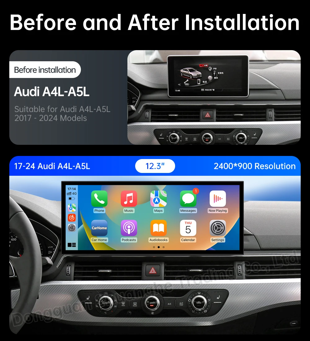 Left Hand Drive For Audi A4L A5L 2017 - 2024 Car Android 16 Radio Multimedia Video DSP Stereo Wireless Auto Carplay GPS Navi BT
