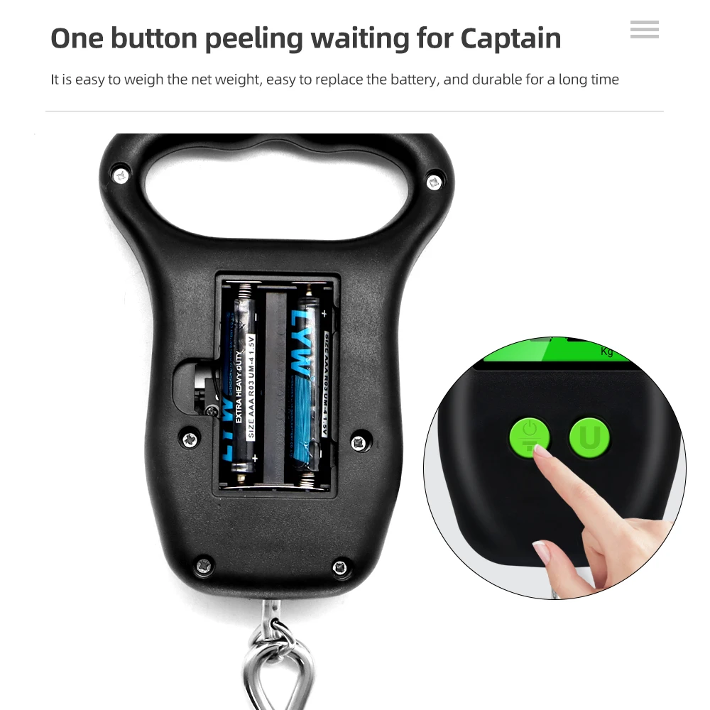 50 كجم 10 جرام مقياس بخطاف رقمي المحمولة ميزان معلق ميزان الوزن الإلكتروني الأمتعة الصيد ميزان ميزان قياس الدقة #4