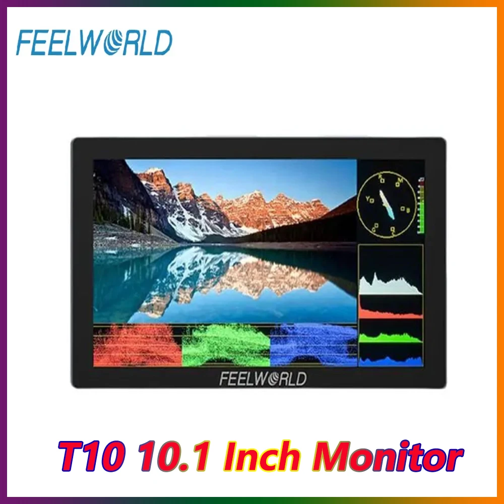 FEELWORLD T10 10.1 Inch Monitor Full HD Field Aluminium DSLR Camera Touch Screen for Interview Recording