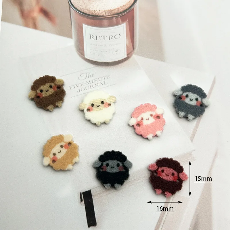 10pcs/lot Flocked Resin Cartoon Sheep Labels Button New Little Sheep Tags, Decor Buttons for Kids Cardigan, Sweater, Hat, Socks