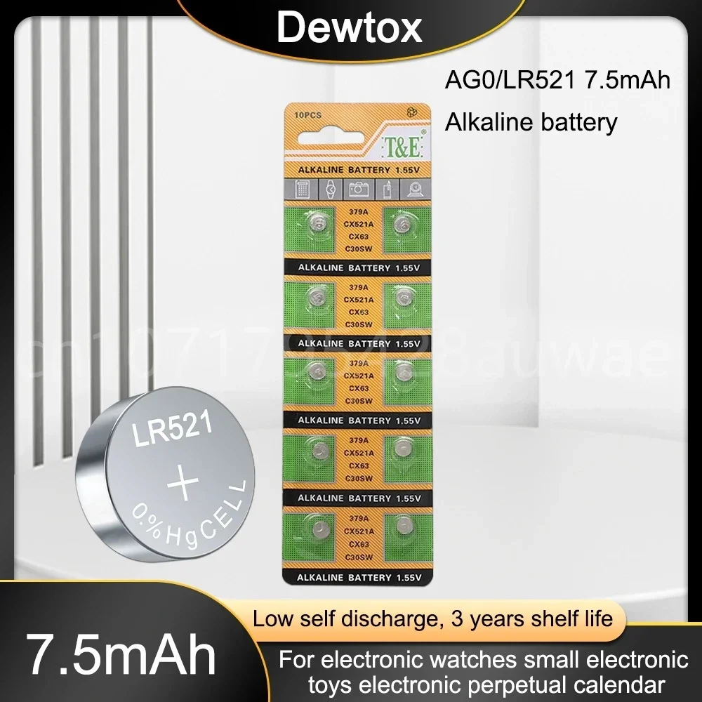 10-20PCS AG0 Alkaline Button Coin Cell Batteries 379 SR521SW D379 V379 V520 280-59 GP379 SR63 AG0 618 JA LR521 Watch Bateria