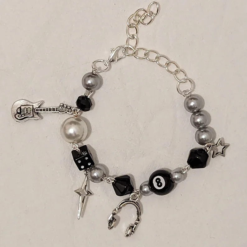 Handmade ARCTIC MONKEYS inspiration beading bracelet coquettish y2k gothic bracelet