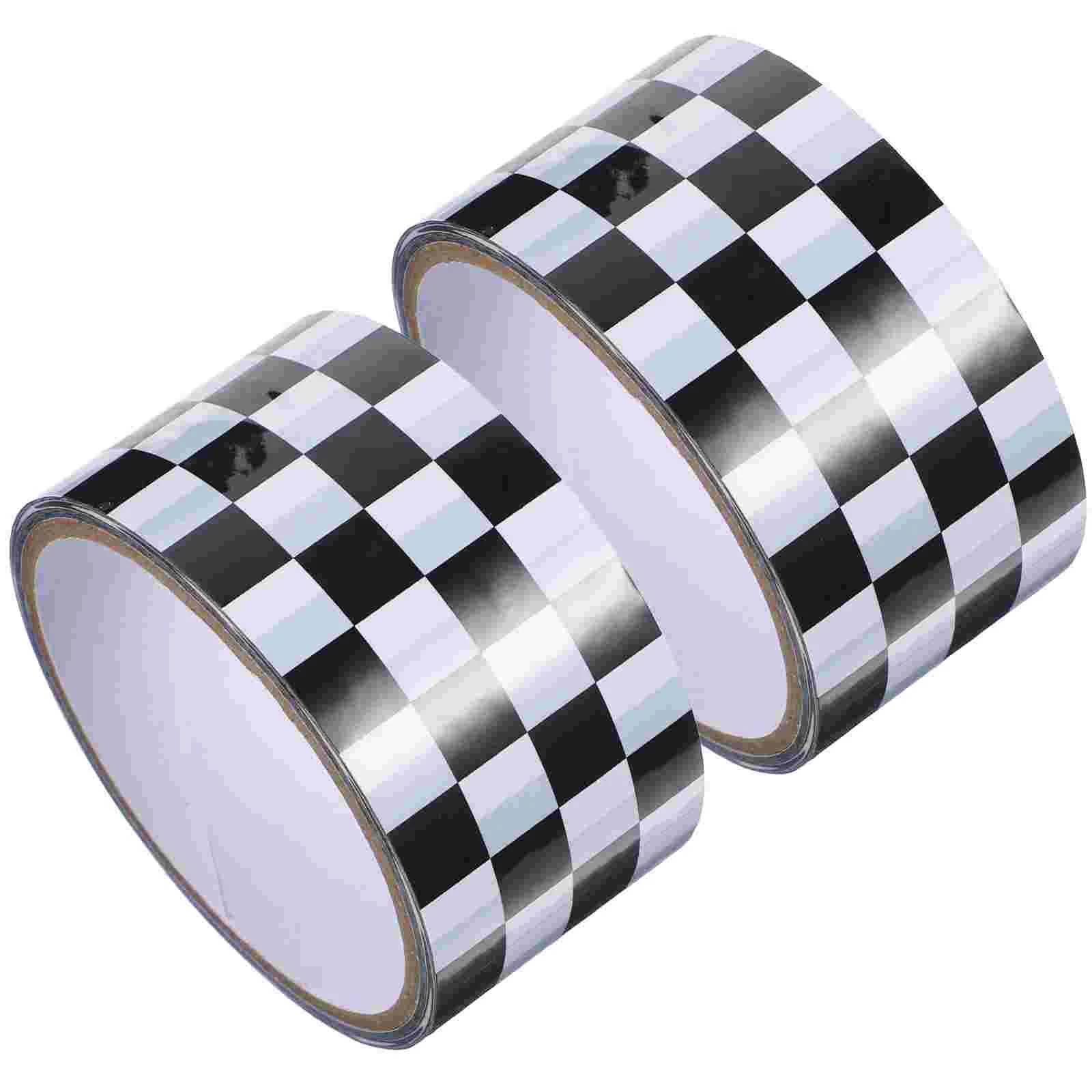 

2 Rolls Home Tape Package for Shipping Manual Shop Adhesive Checkered Print Stickers Bopp Packaging Strong Stretch