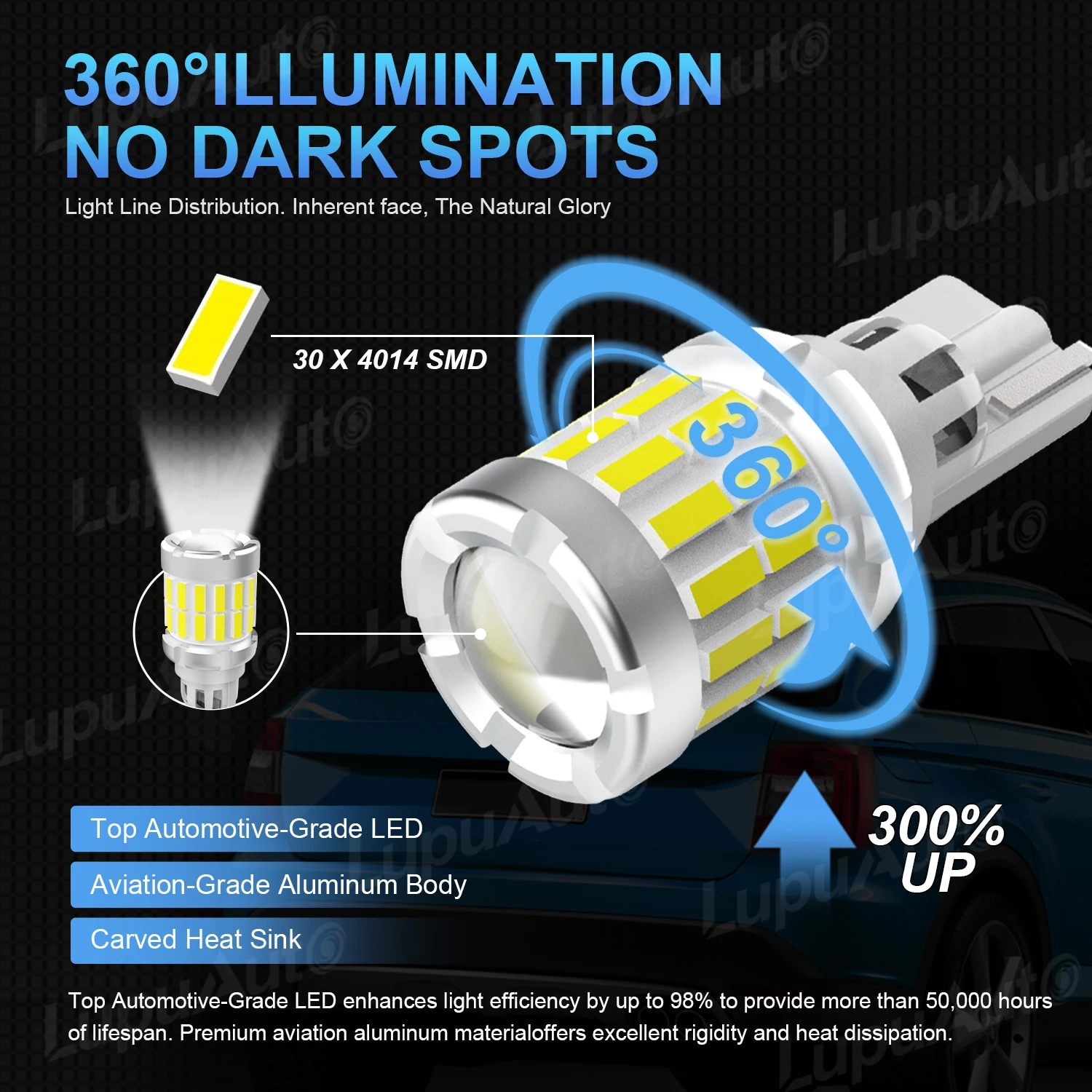 NLpearl 2PCS W16W T15 LED Bulb Canbus Error Free Backup Reverse Led 912 921 Bulb 12V Reverse Light Auto Lamp 6000K White