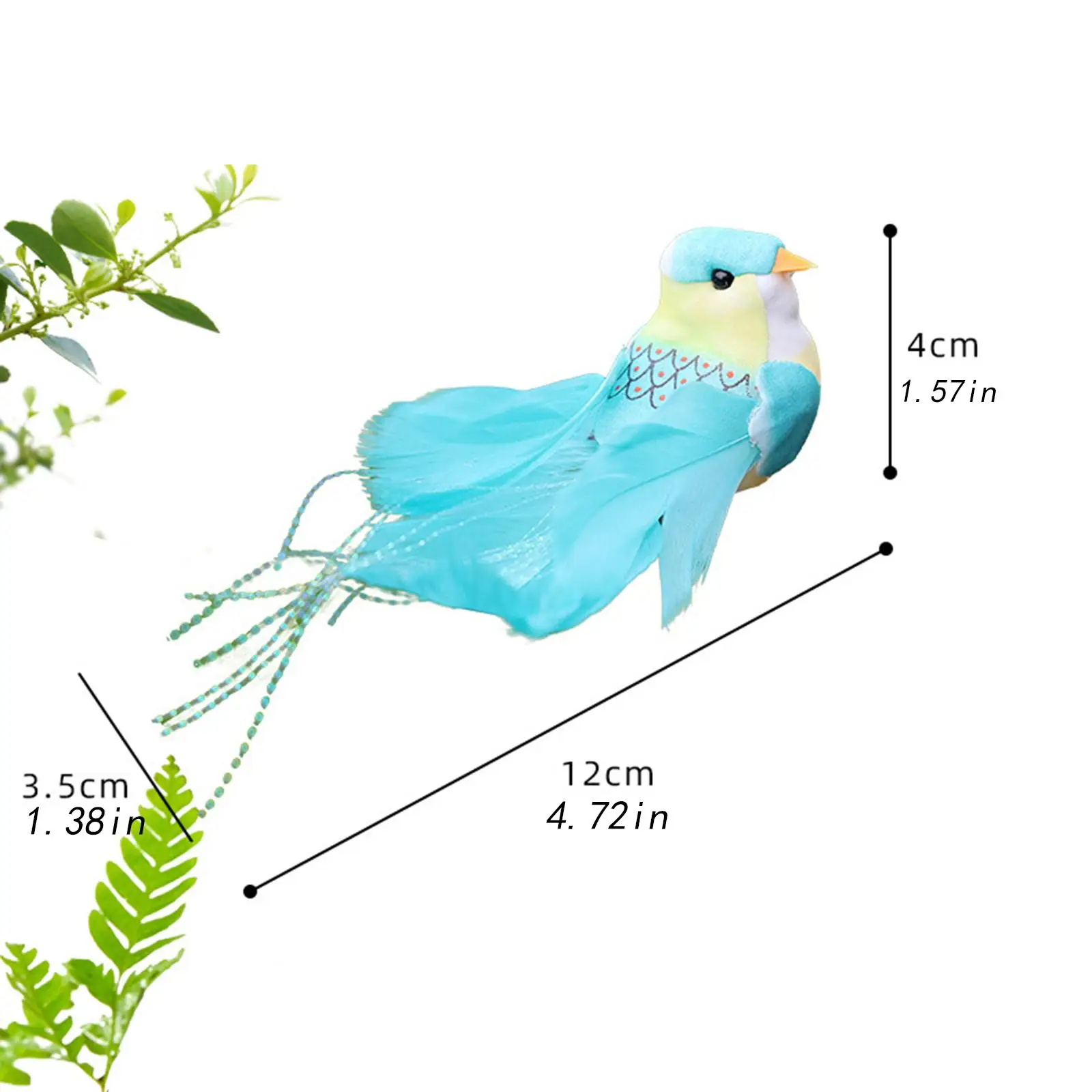 6x Artificial Birds Clip on Decorative Tree Ornaments Simulation Bird Models Fake Birds for Branches Garden Festival Patio Home