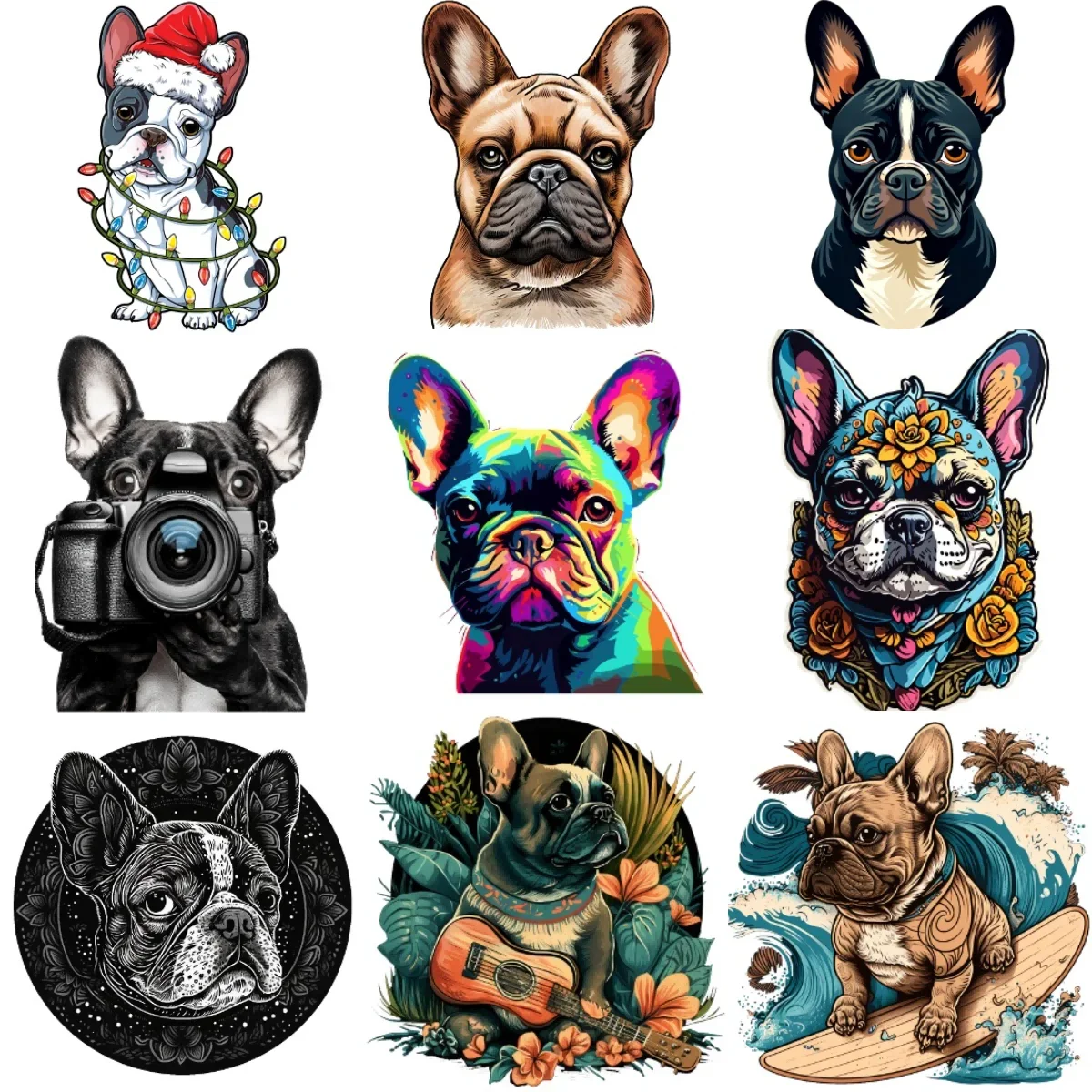 

French Bulldog Cute Pets Creative PVC Car Stickers for Car Van Bicycle Window Fridge Helmet Wall Decal Customizable Size