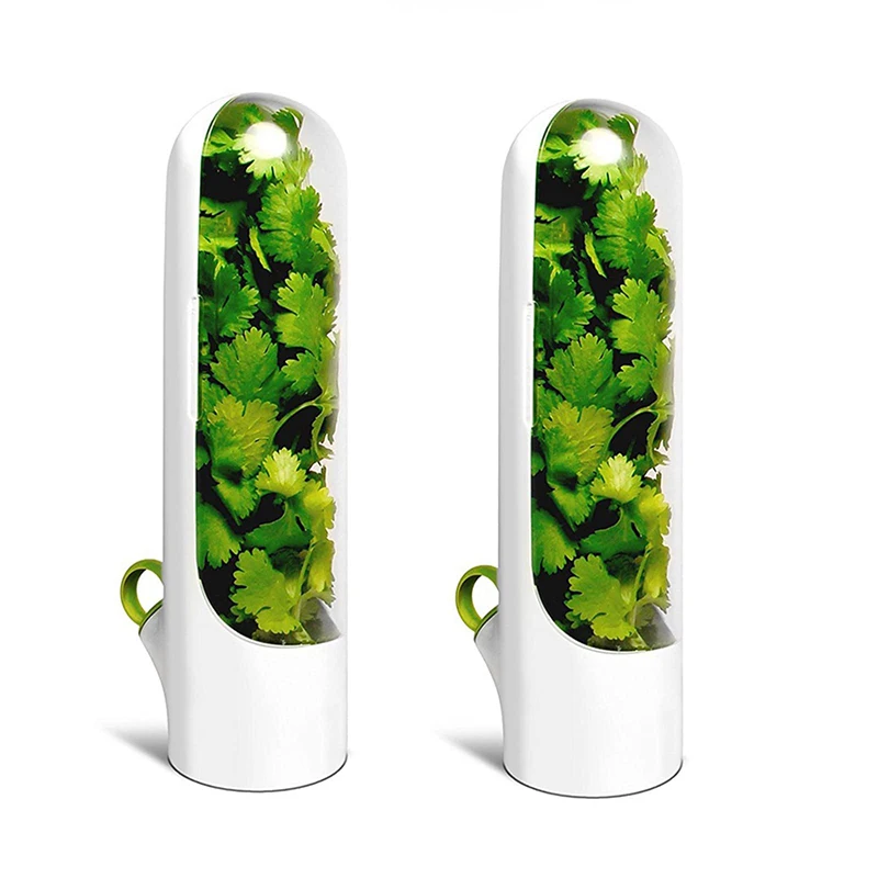Custode de hierbas frescas para refrigerador, contenedor cilantro para frigorífico, botella de conservación fresca de verduras de vainilla para frigorífico