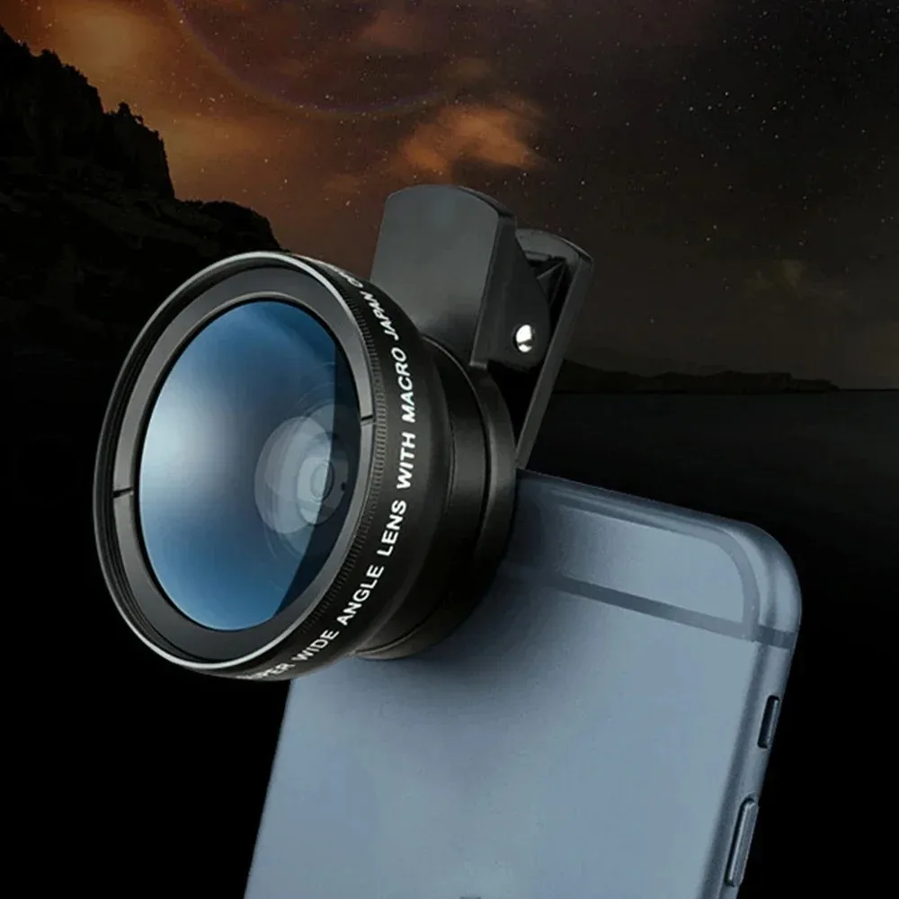 2 IN 1 Professional HD Mobile Phone Lens Universal Clip Camera Lens Super Wide-Angle + Macro HD Lens For iPhone Samsung Huawei